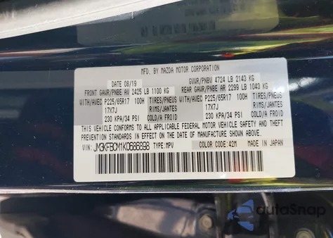 2019 Mazda Cx-5 Touring z USA, uszkodzony, nr VIN JM3KFBCM1K0686898